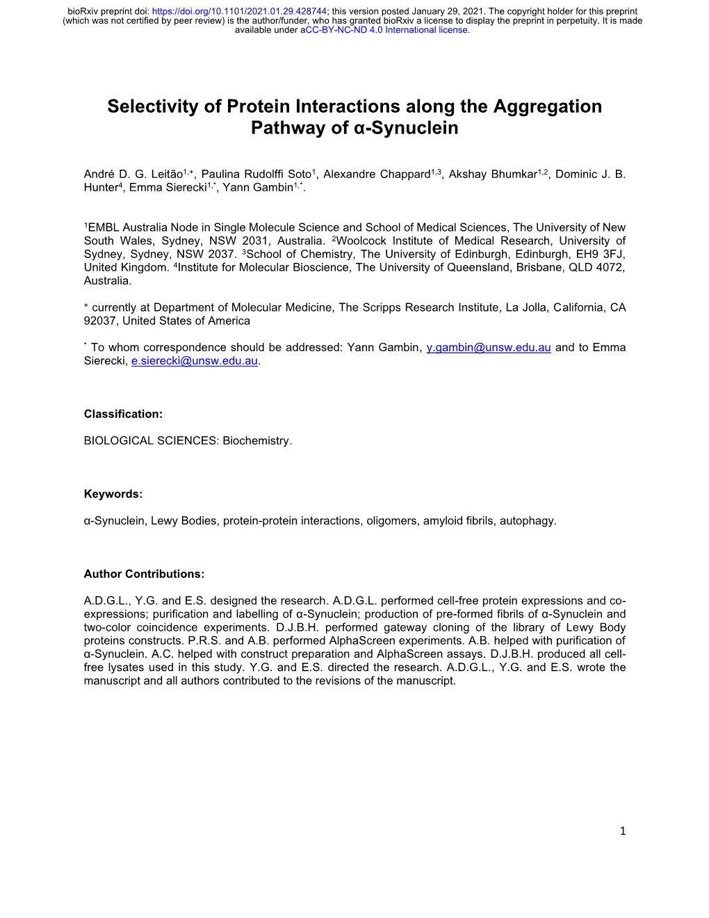 Selectivity of Protein Interactions Along the Aggregation Pathway of Α-Synuclein