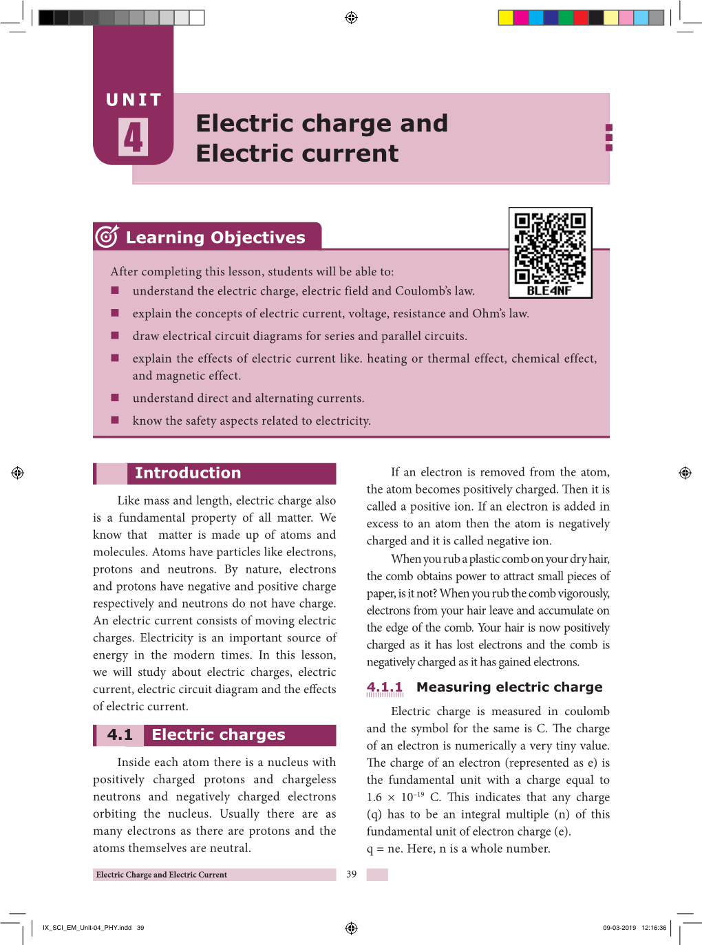 Electric Charge and Electric Current 39