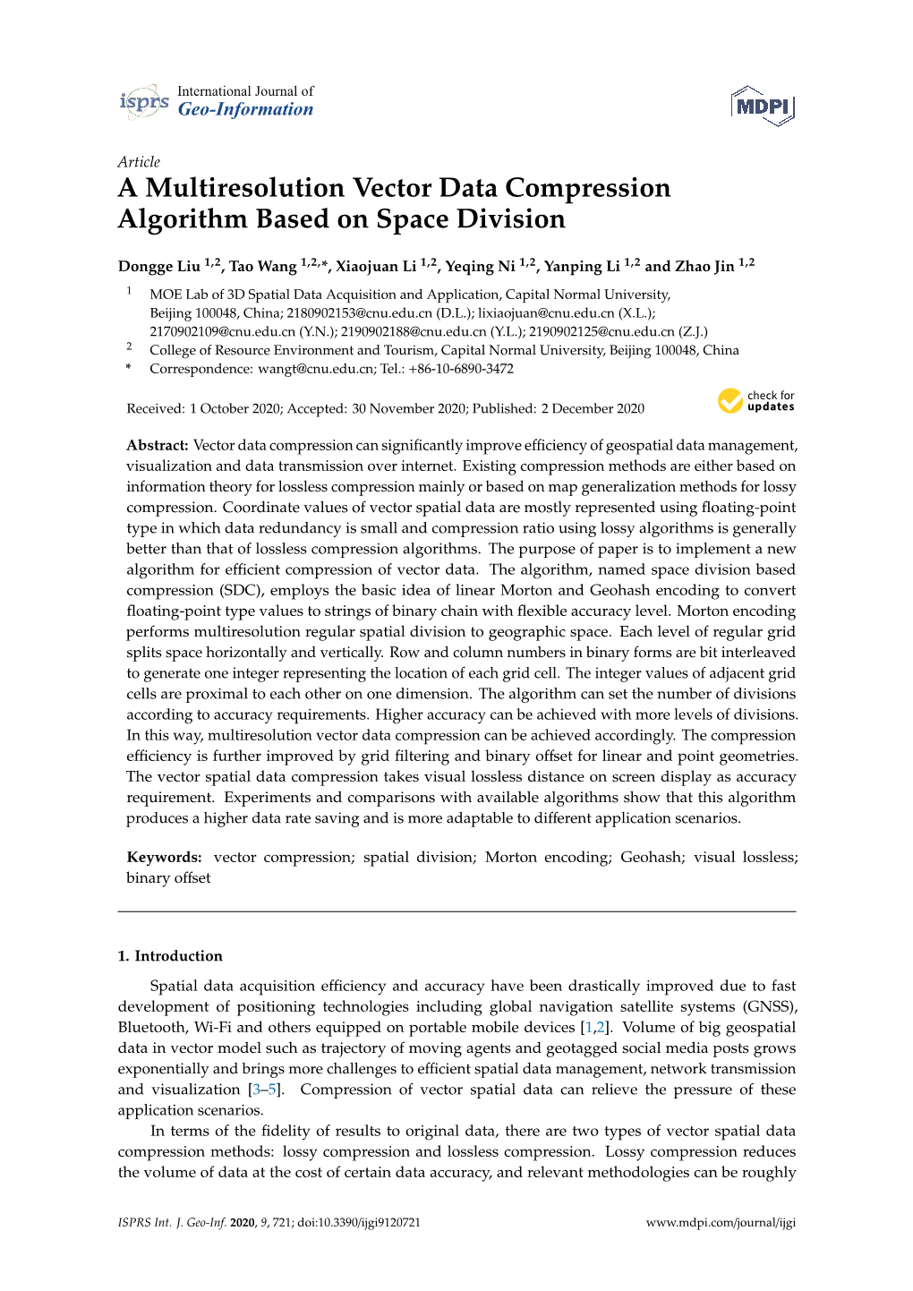 A Multiresolution Vector Data Compression Algorithm Based on Space Division