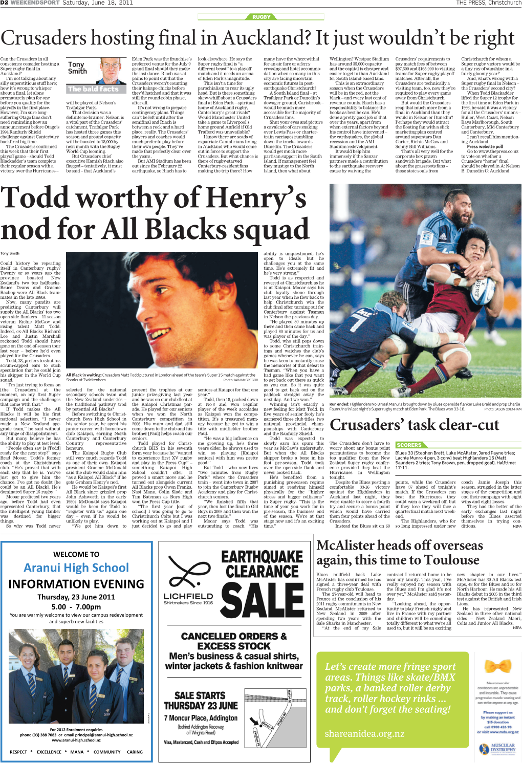 Todd Worthy of Henry's Nod for All Blacks Squad