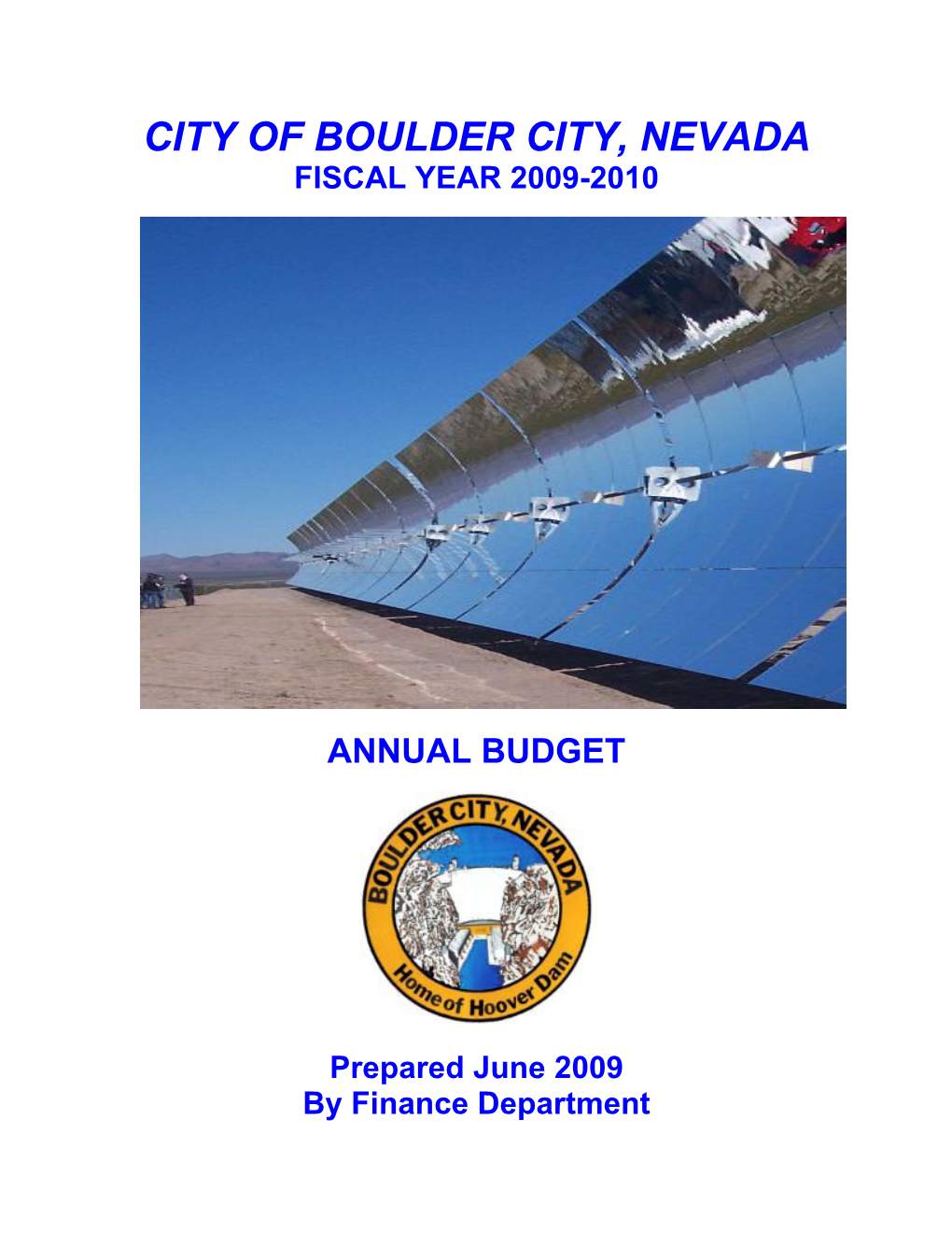 City of Boulder City, Nevada Fiscal Year 2009-2010