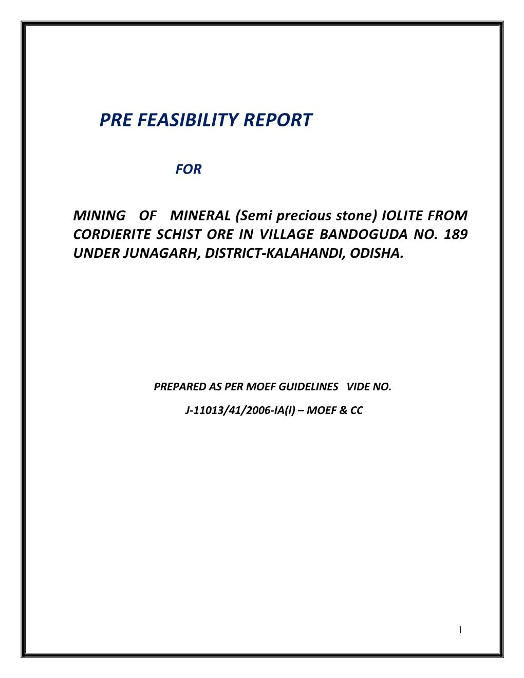 Pre Feasibility Report