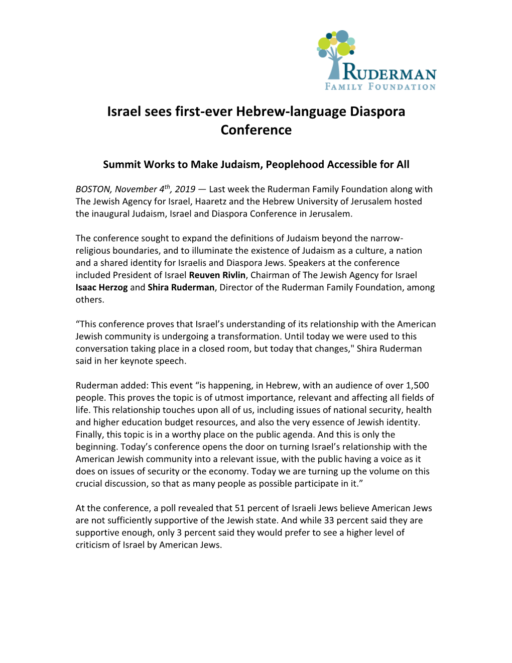 Israel Sees First-Ever Hebrew-Language Diaspora Conference