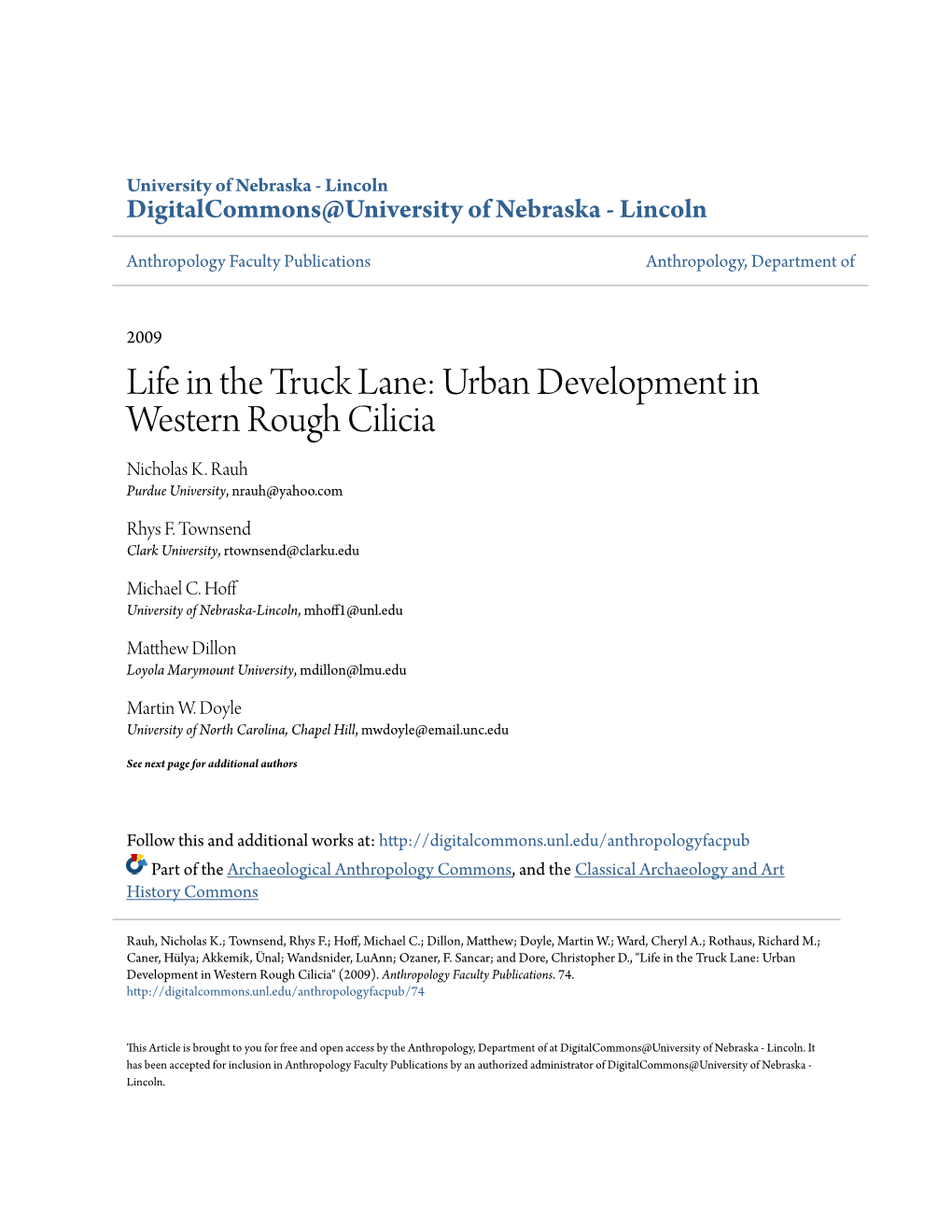 Urban Development in Western Rough Cilicia Nicholas K