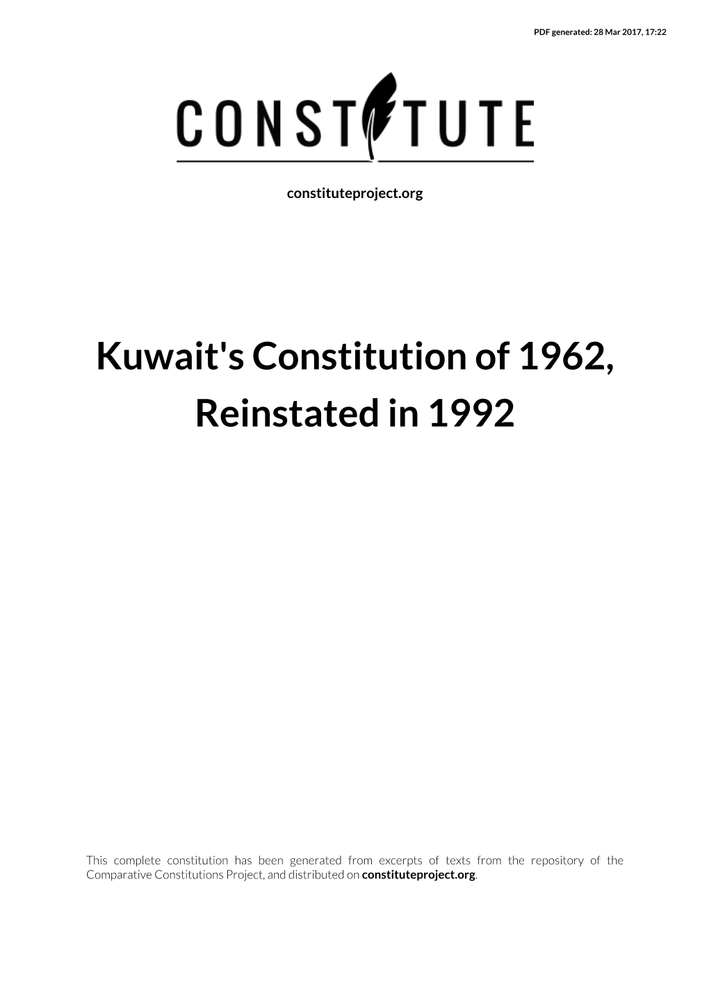 Kuwait's Constitution of 1962, Reinstated in 1992