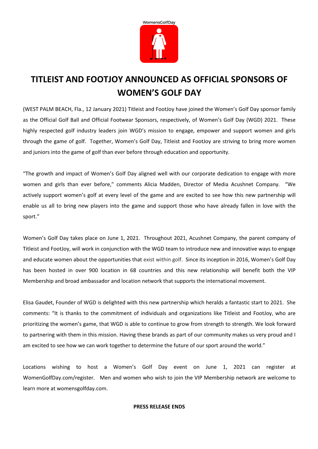 Titleist and Footjoy Announced As Women's Golf