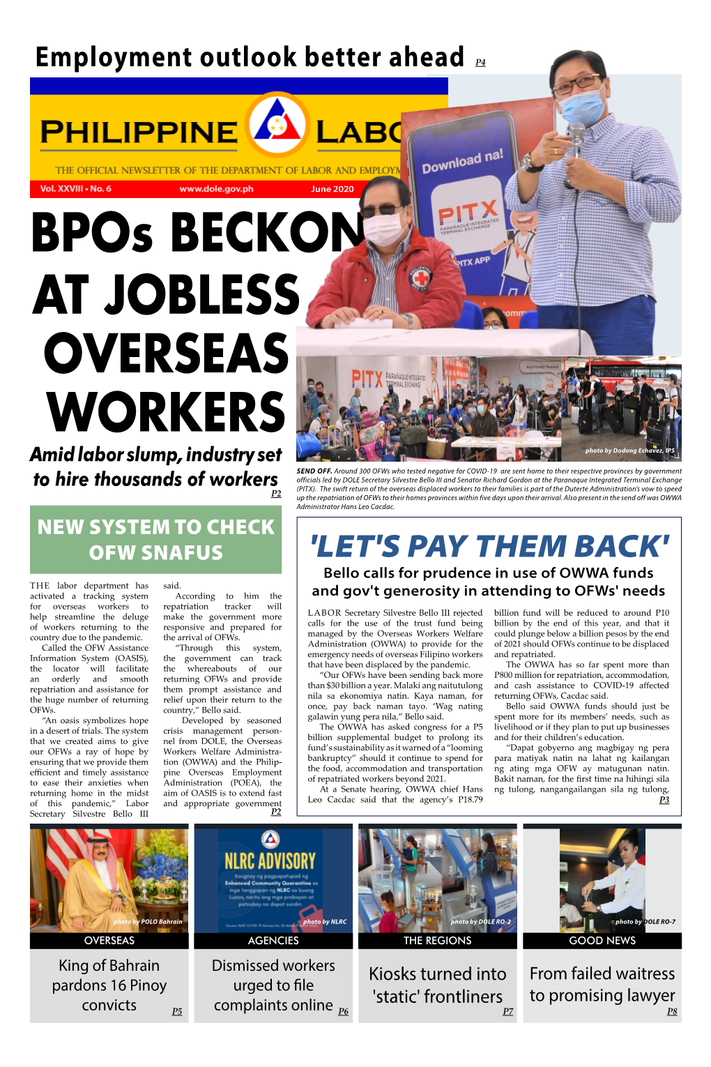 Bpos BECKON at JOBLESS OVERSEAS WORKERS Amid Labor Slump, Industry Set Photo by Dodong Echavez, IPS SEND OFF