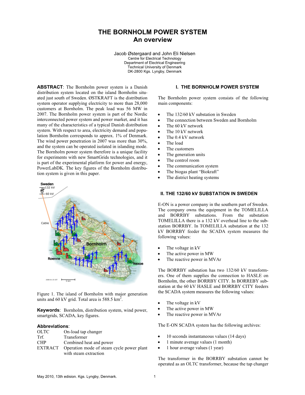 BORNHOLM POWER SYSTEM an Overview