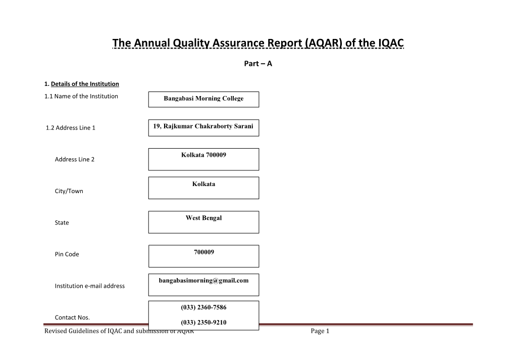 The Annual Quality Assurance Report (AQAR) of the IQAC