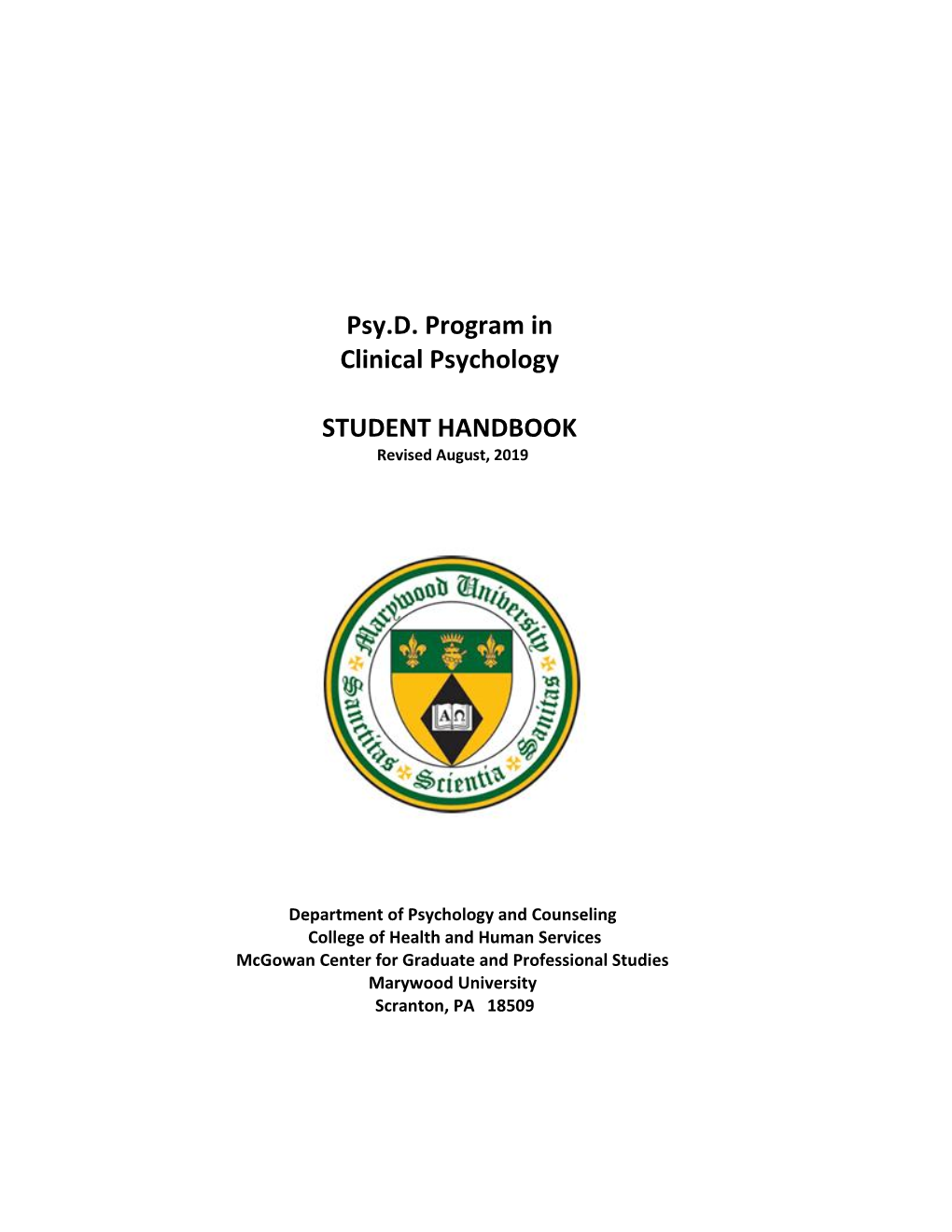 Psy.D. Program in Clinical Psychology Student Handbook