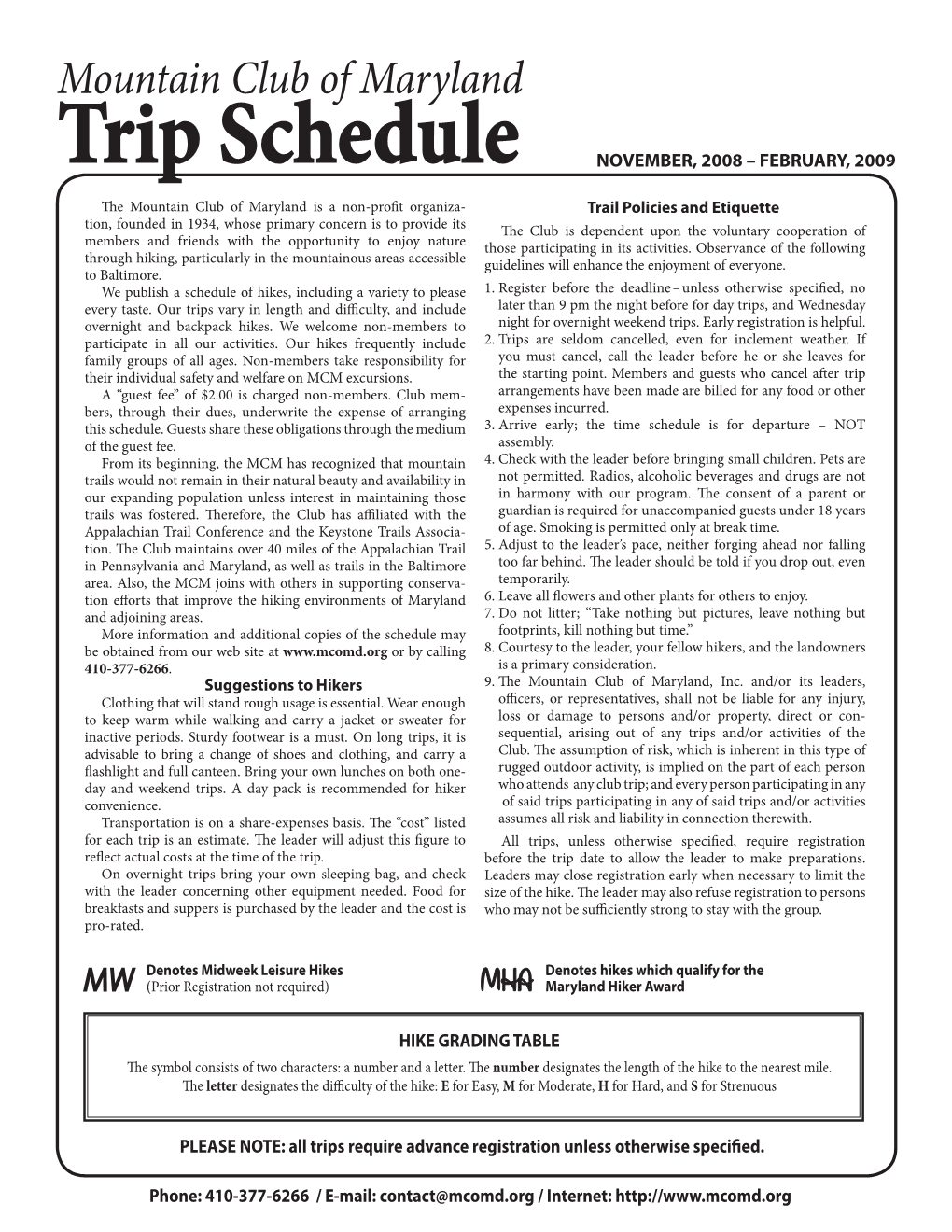 Trip Schedule