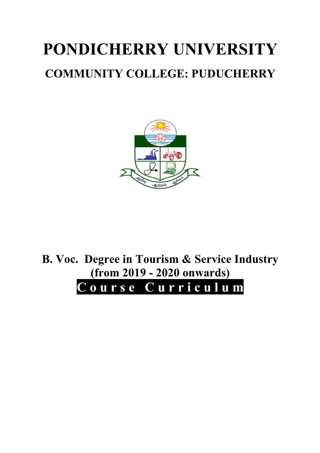 PUDUCHERRY B. Voc. Degree in Tourism & Service Industry