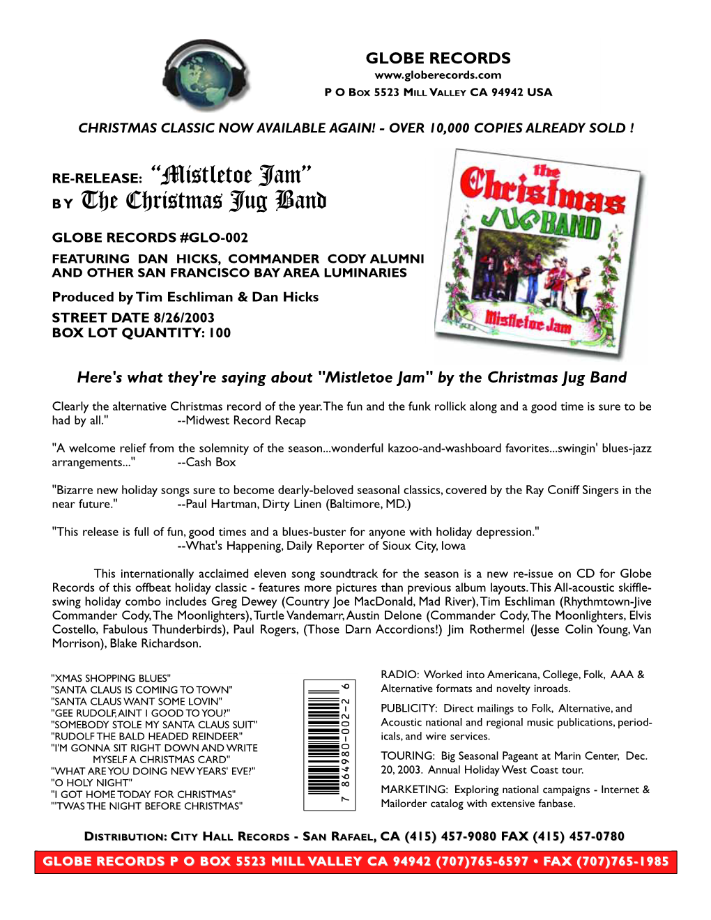 RE-RELEASE: “Mistletoe Jam” B Y the Christmas Jug Band