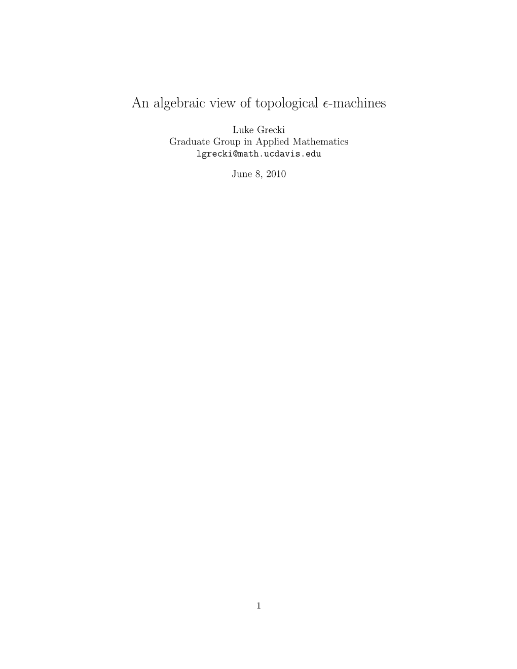 An Algebraic View of Topological ∈-Machines