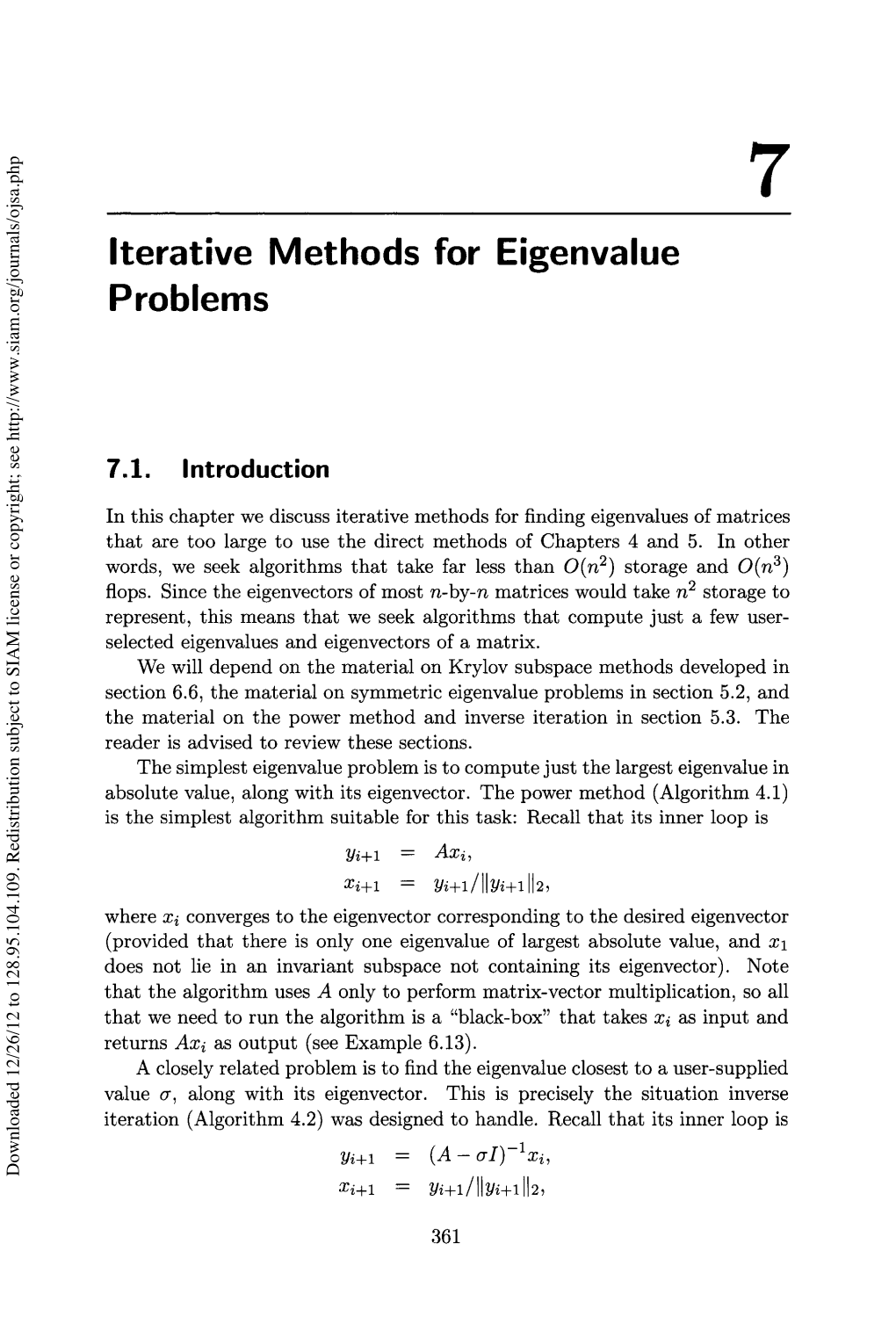 7. Iterative Methods for Eigenvalue Problems