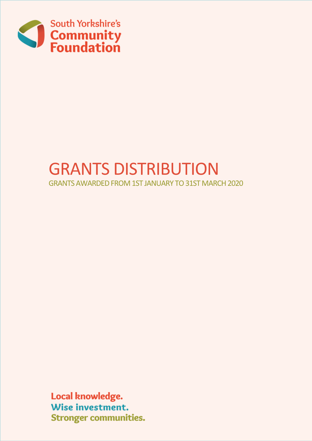 Grants Distribution Grants Awarded from 1St January to 31St March 2020