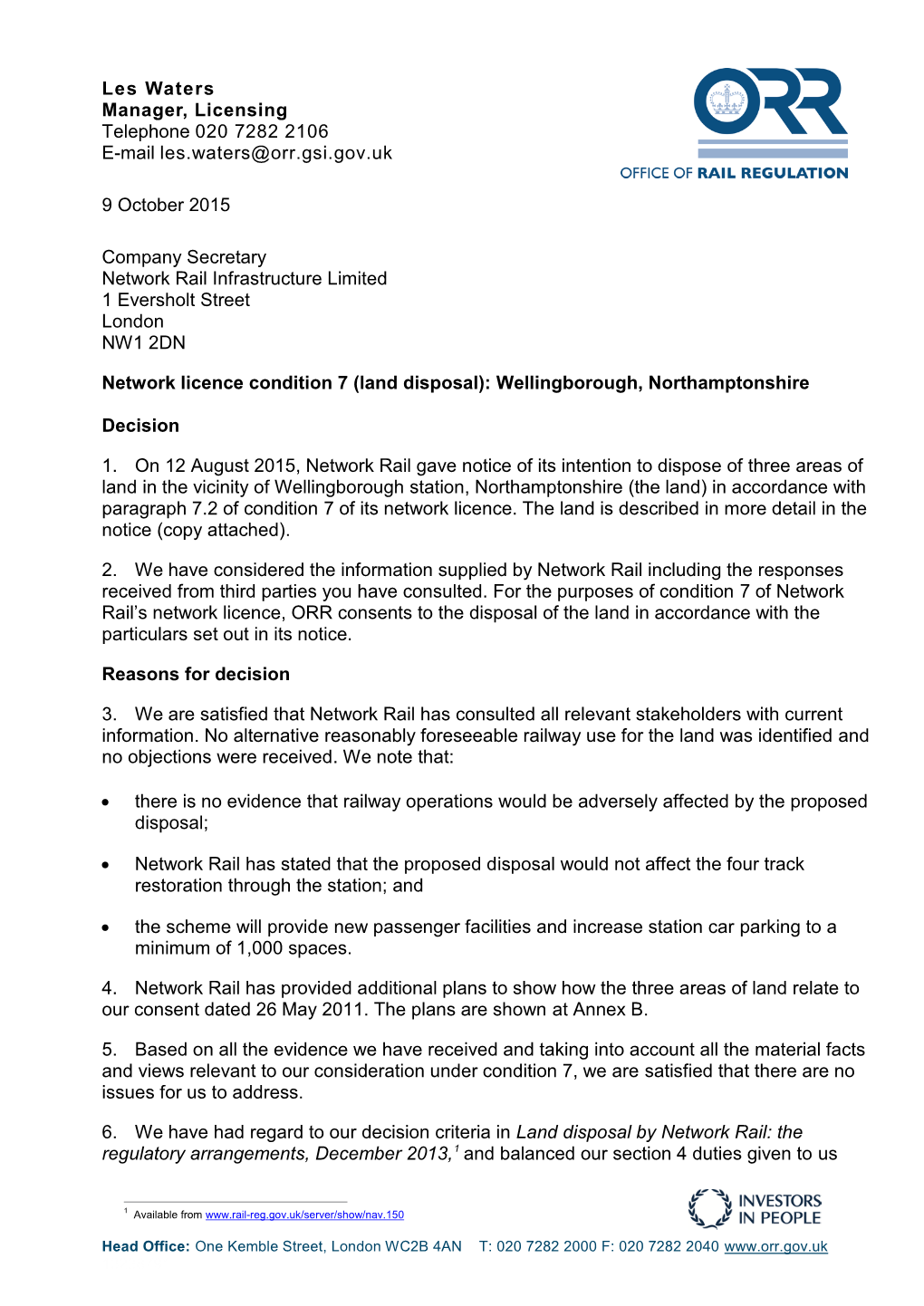 Land Disposal Notice for Wellingborough