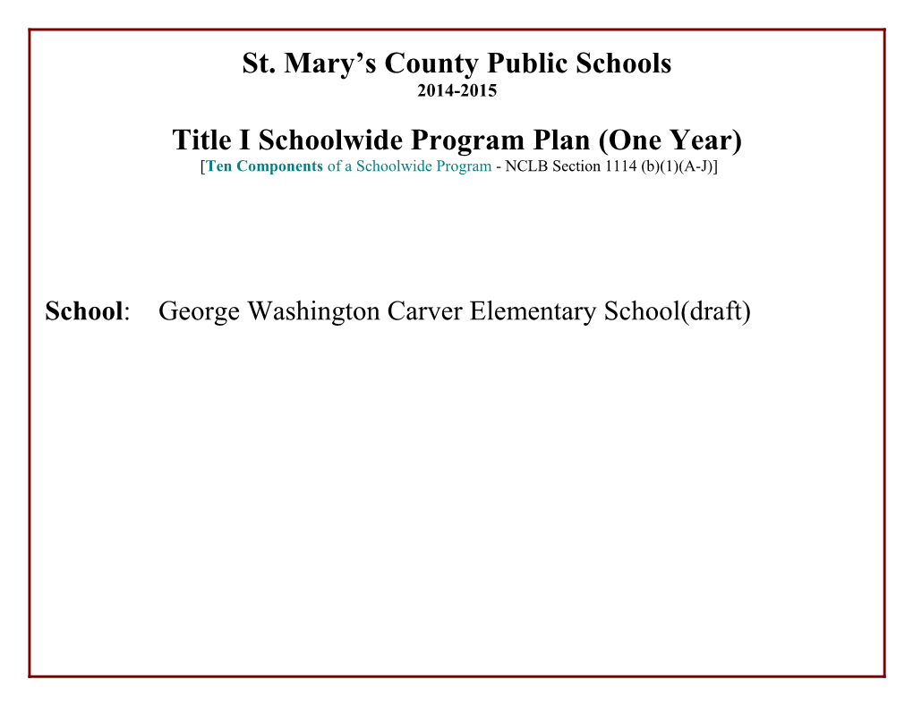 Schoolwide Program Plan Template