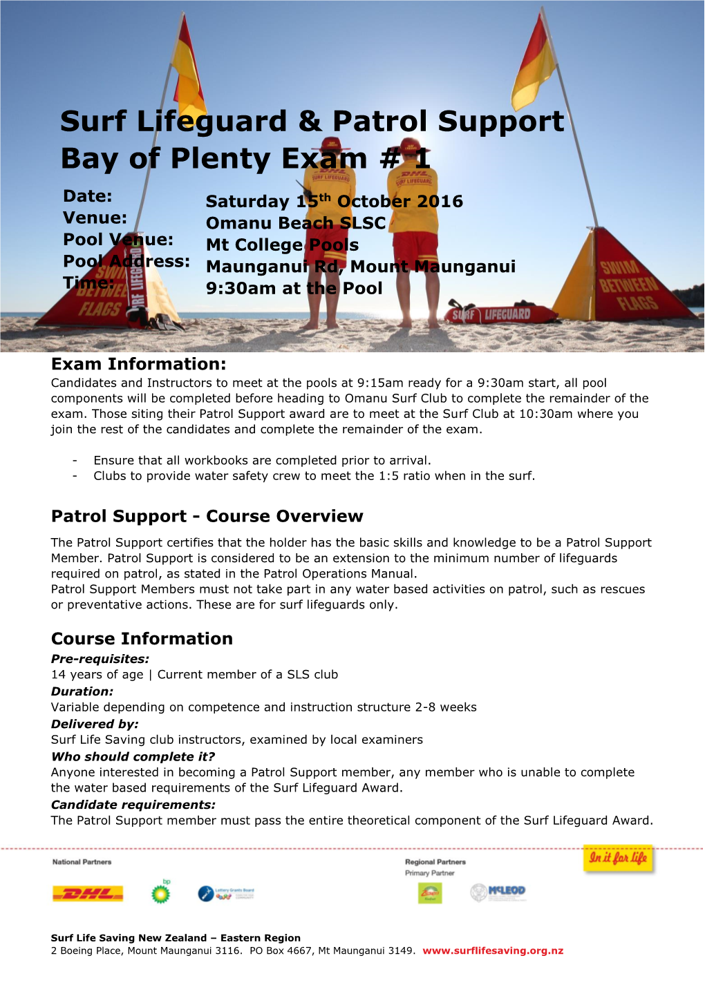 Surf Lifeguard & Patrol Support Bay of Plenty Exam