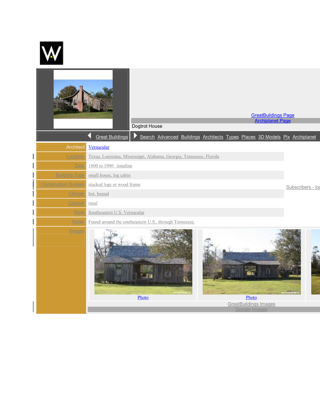 Greatbuildings Page Archiplanet Page Dogtrot House Great