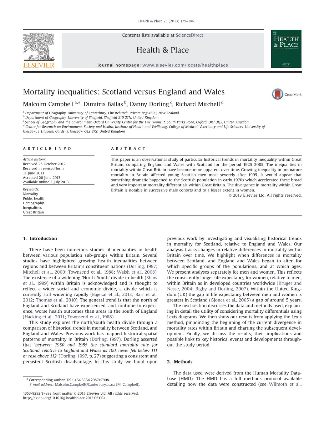 Mortality Inequalities Scotland Versus England and Wales