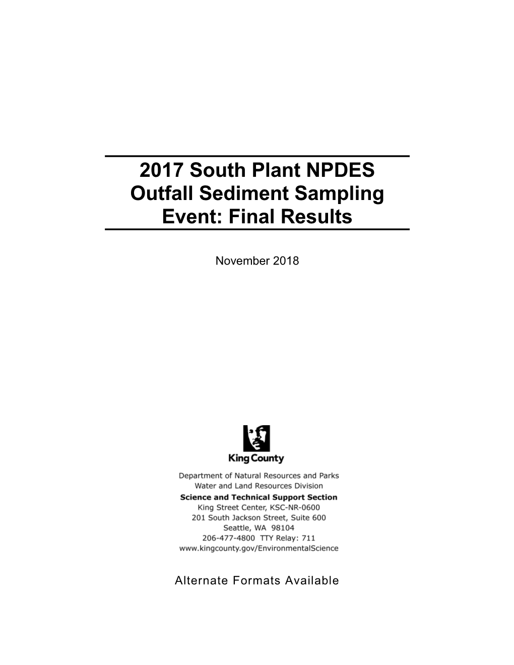 2017 South Plant NPDES Outfall Sediment Sampling Event: Final Results
