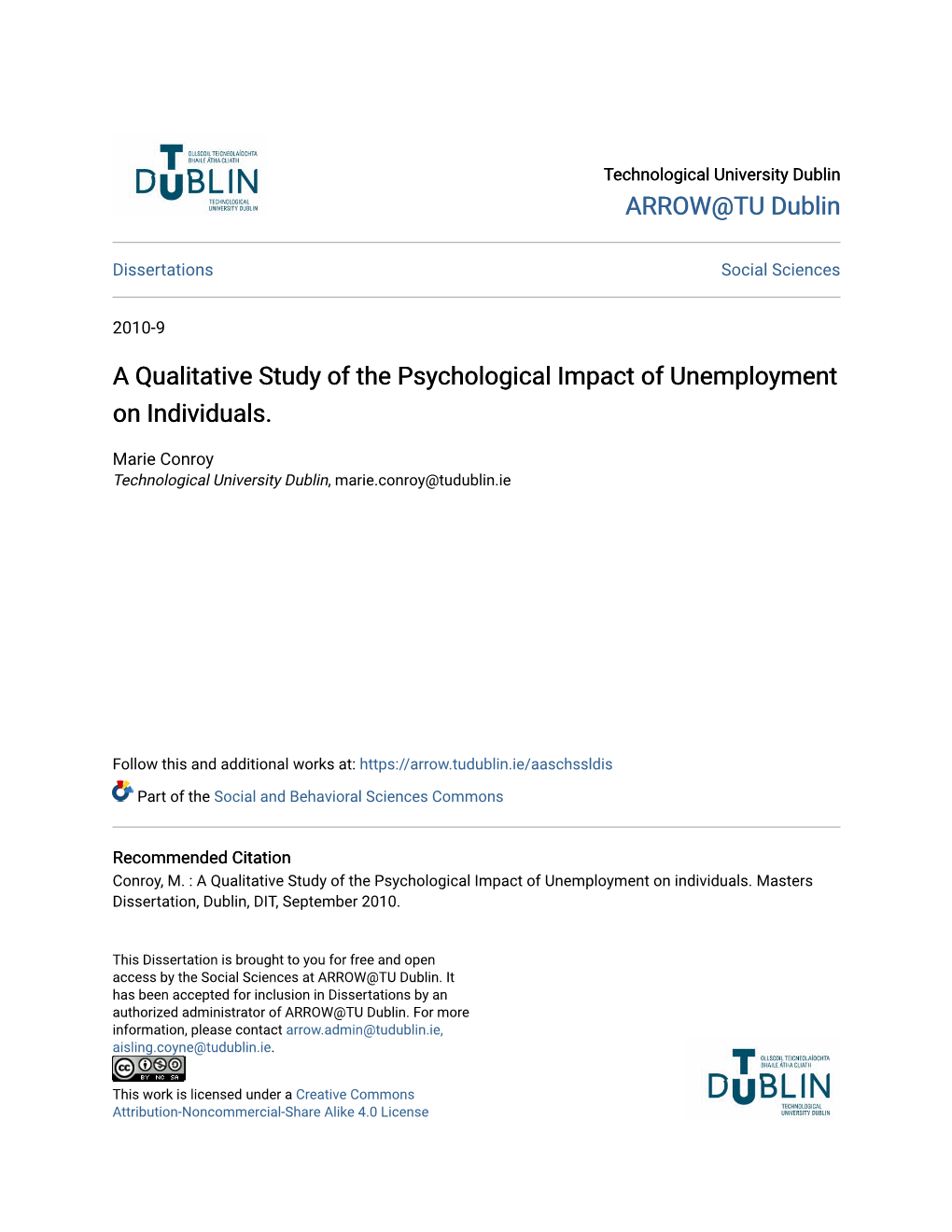 A Qualitative Study of the Psychological Impact of Unemployment on Individuals