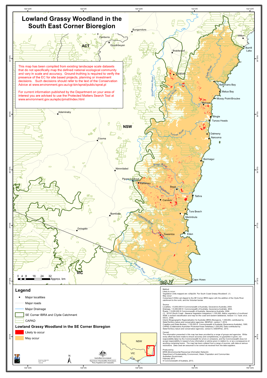 Map Has Been Compiled from Existing Landscape Scale Datasets E Iv That Do Not Specifically Map the Defined National Ecological Community R E