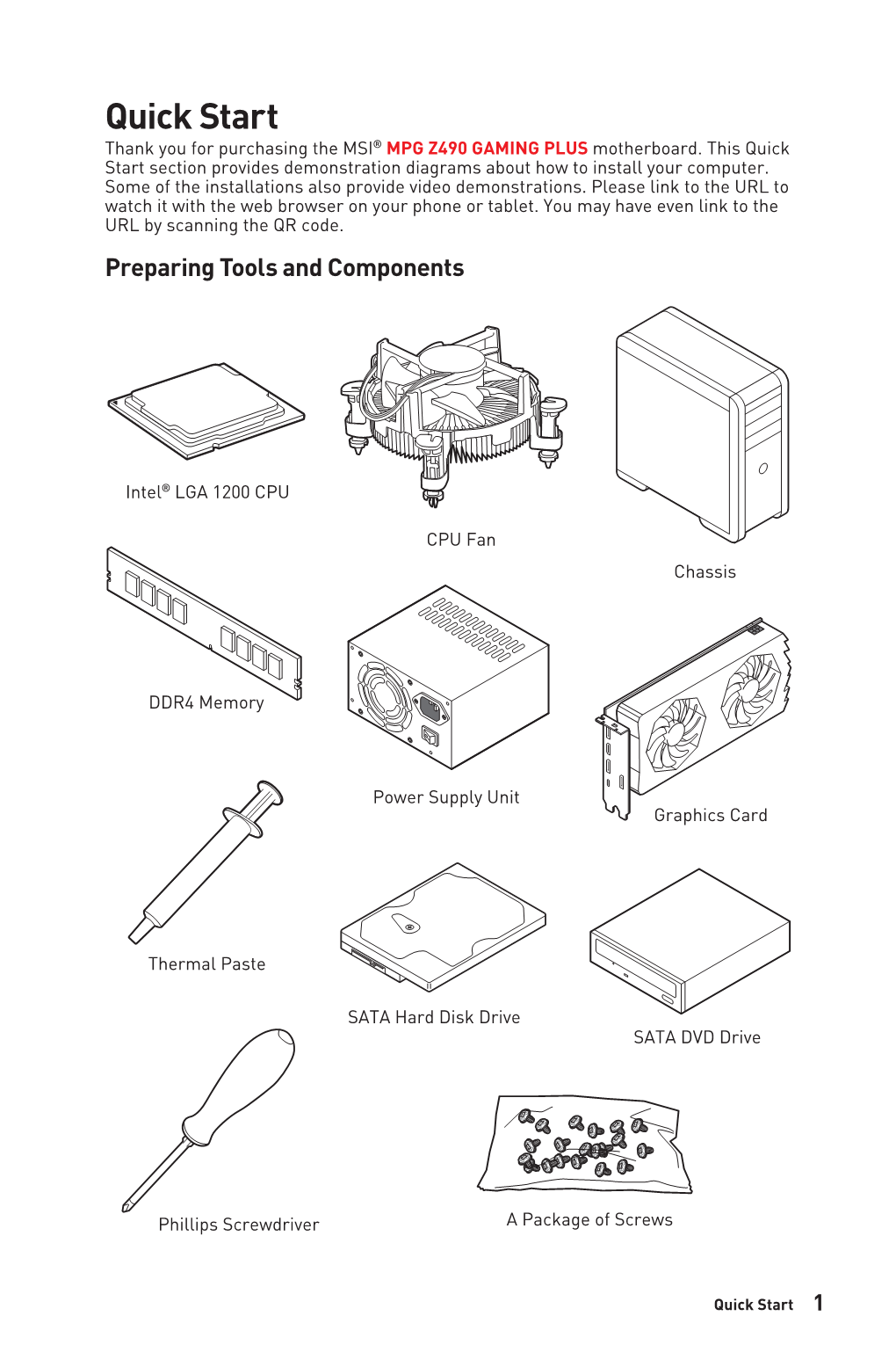 Quick Start Section Provides Demonstration Diagrams About How to Install Your Computer