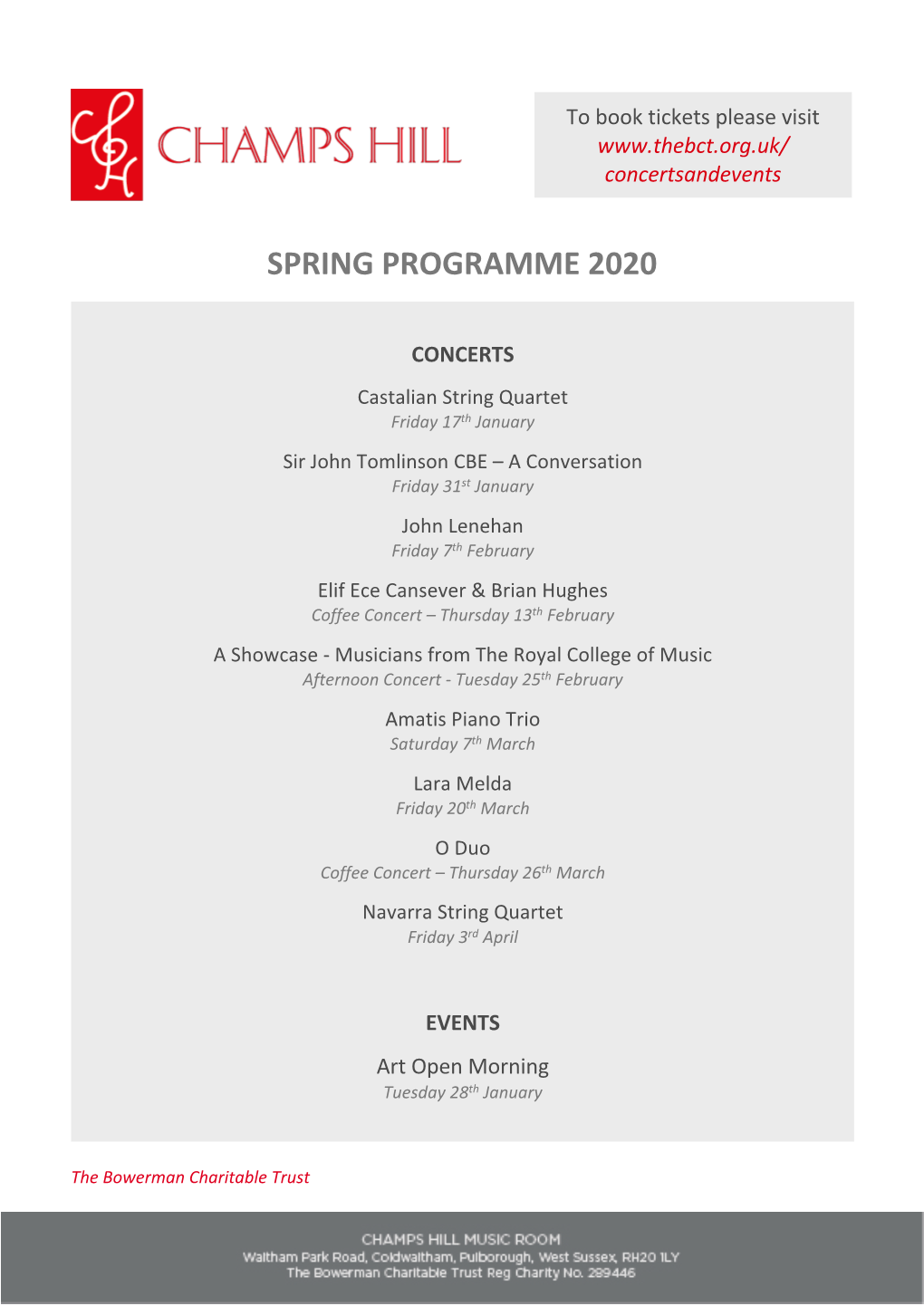 Champs Hill Programme Spring 2020 V3