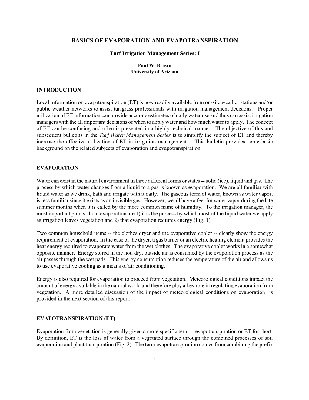 1 Basics of Evaporation and Evapotranspiration