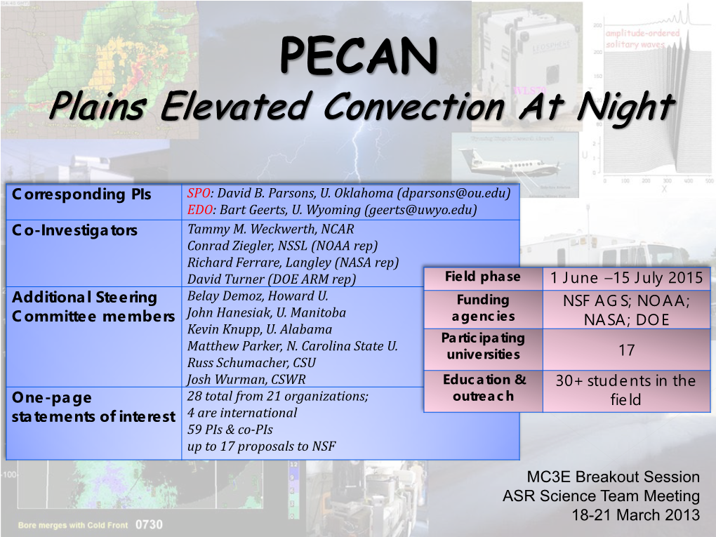 PECAN: Plains Elevated Convection at Night