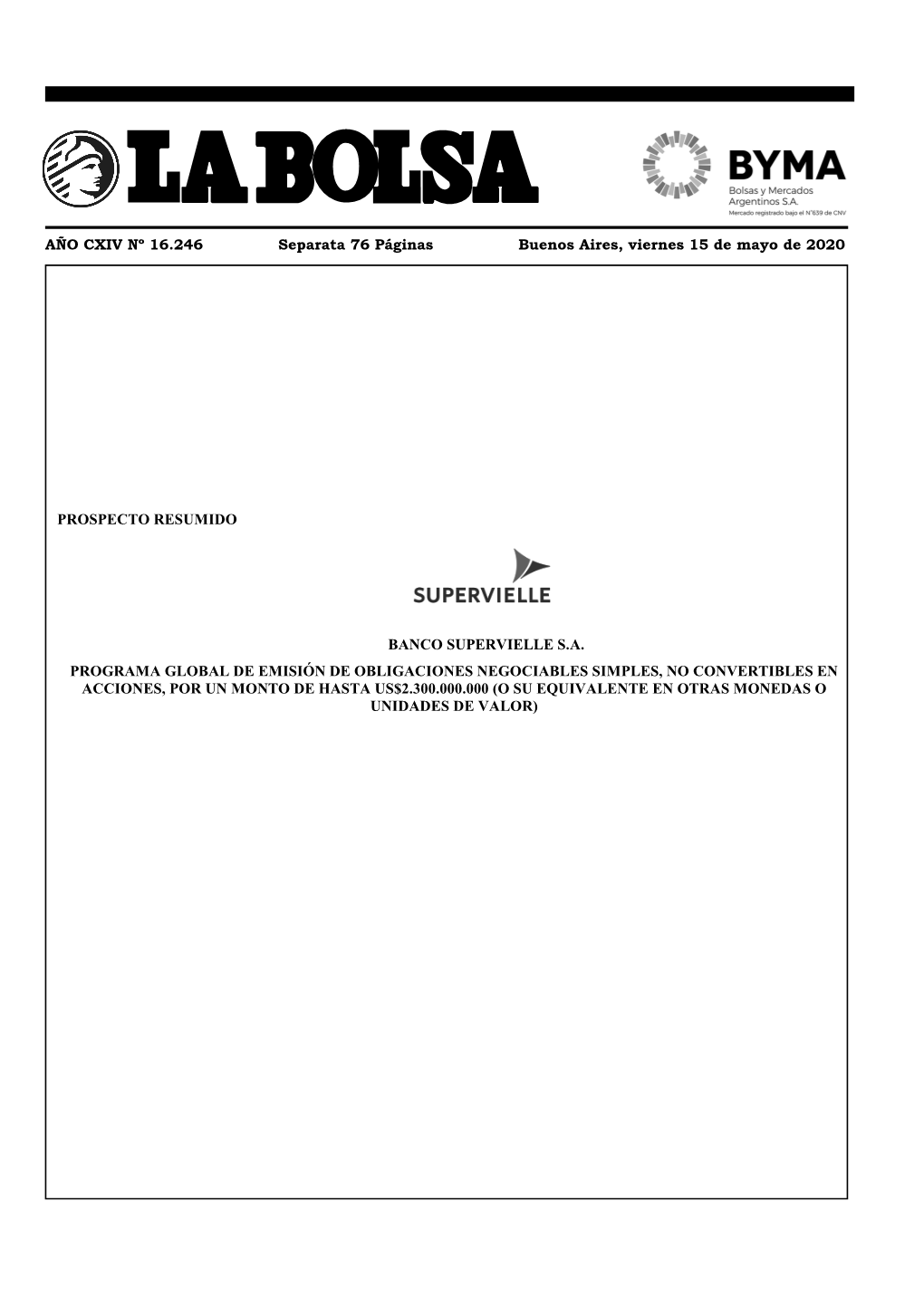 AÑO CXIV Nº 16.246 Separata 76 Páginas Buenos Aires, Viernes 15 De Mayo De 2020