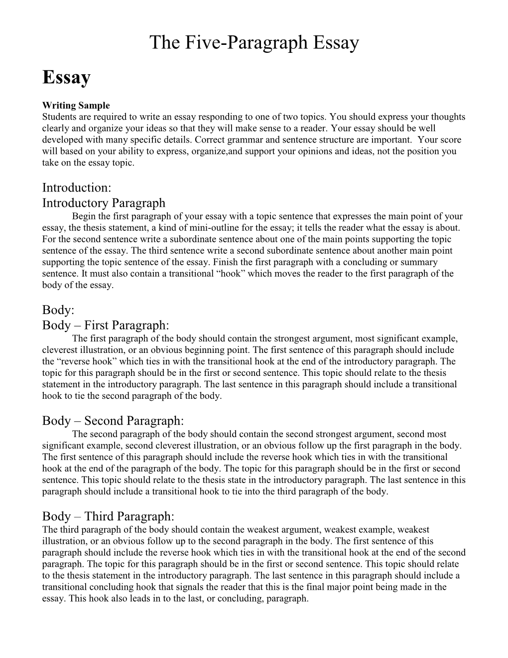 The Five-Paragraph Essay Essay