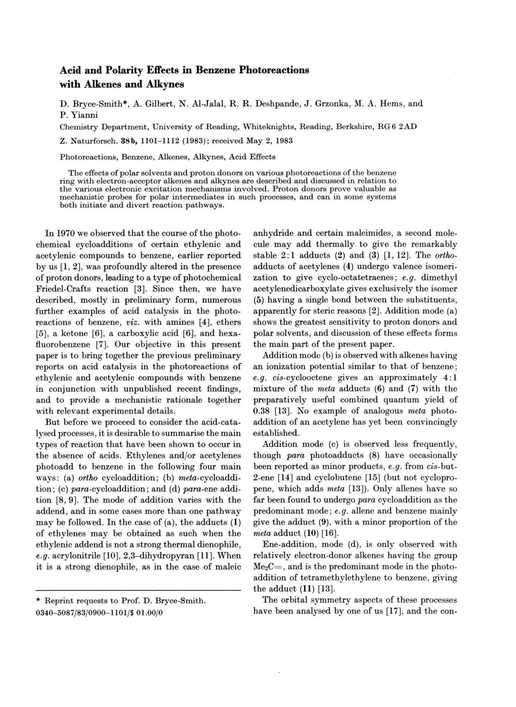 Acid and Polarity Effects in Benzene Photoreactions with Alkenes and Alkynes