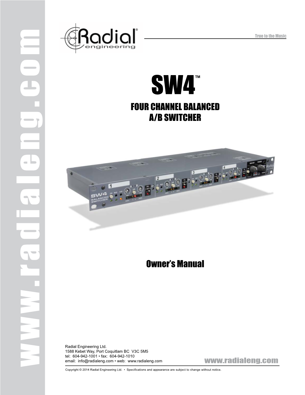 SW4 User Guide Radial Engineering Ltd