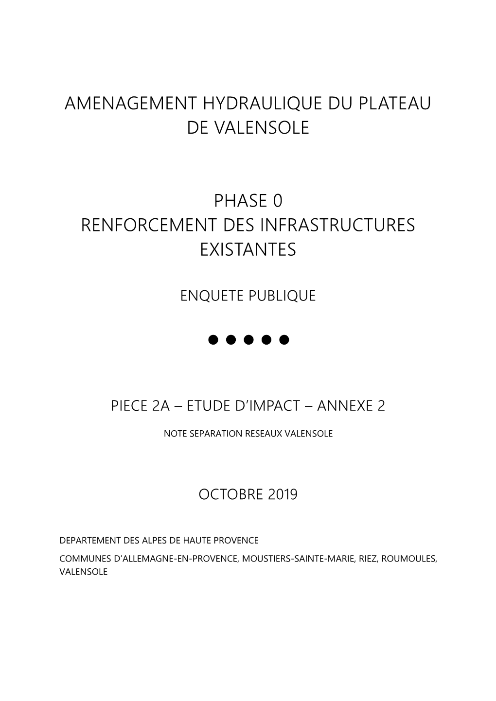 Amenagement Hydraulique Du Plateau De Valensole Phase 0