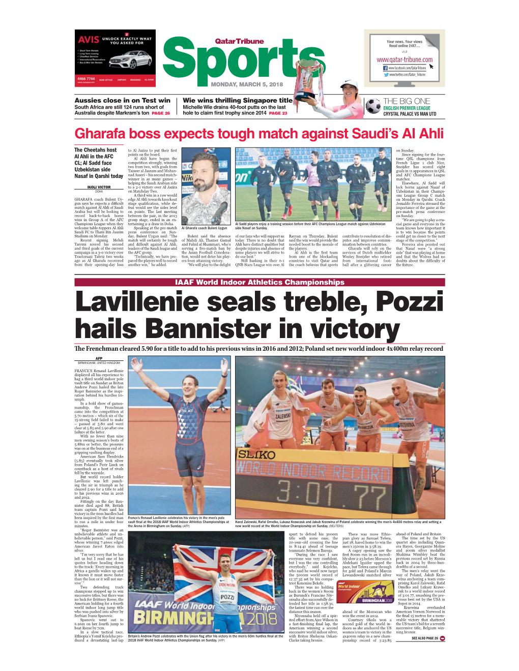 Lavillenie Seals Treble, Pozzi Hails Bannister in Victory