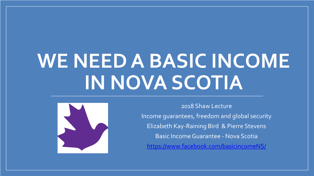 We Need a Basic Income in Nova Scotia