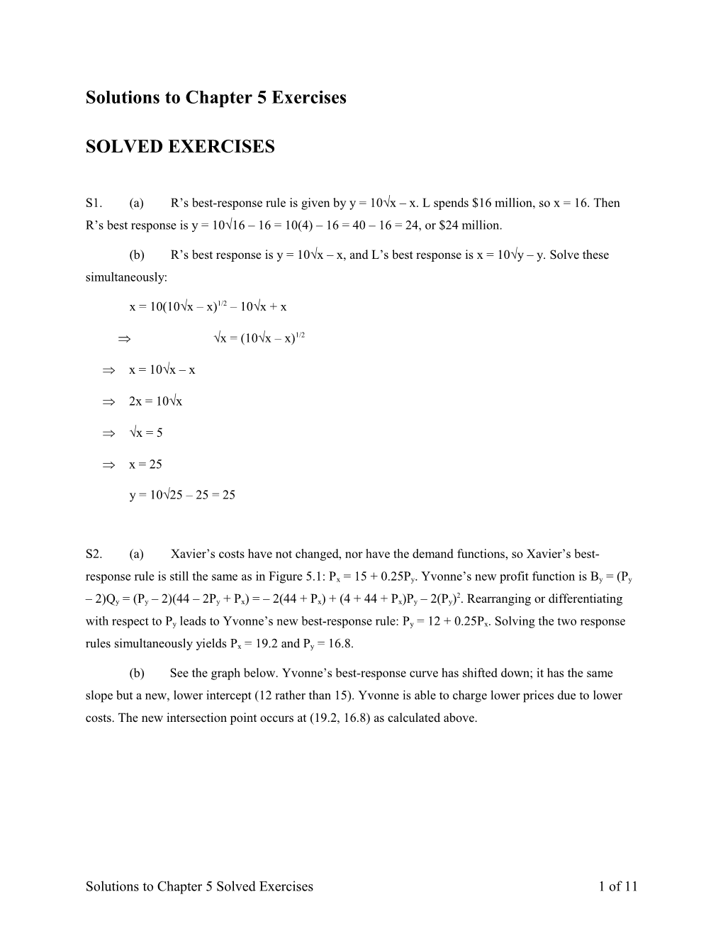 Solutions to Chapter 19 Exercises