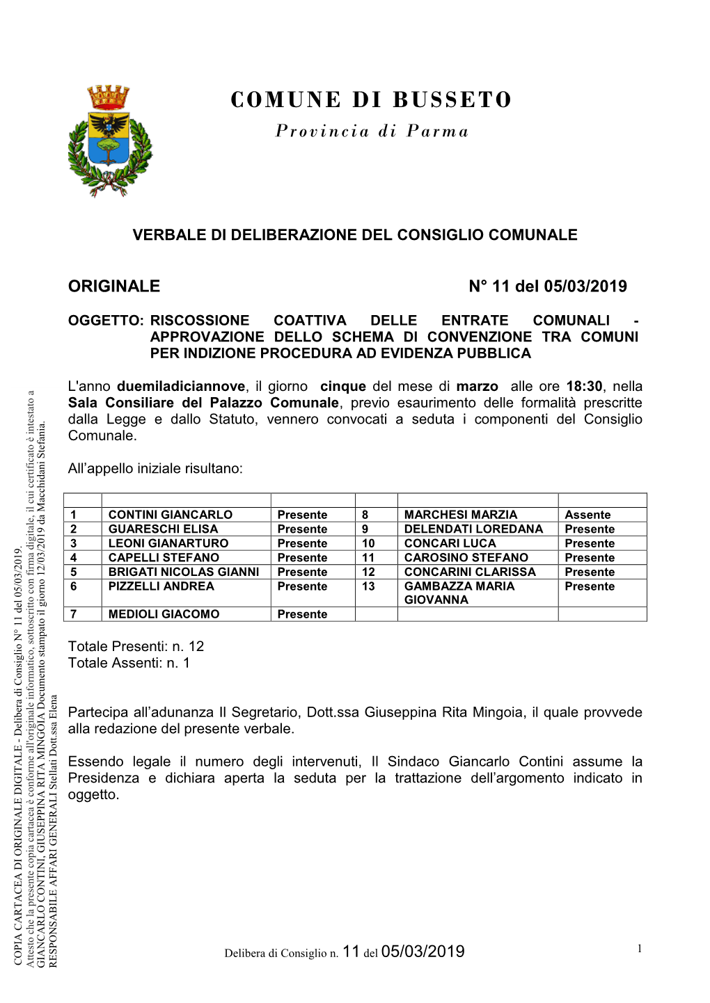 COMUNE DI BUSSETO Provincia Di Parma