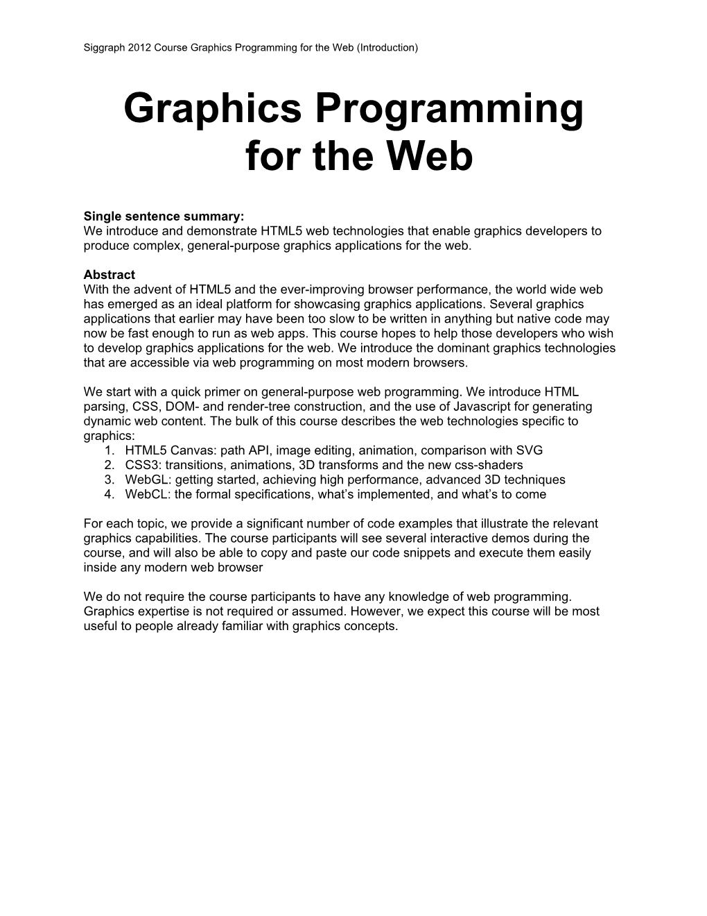 Webcl Course Notes