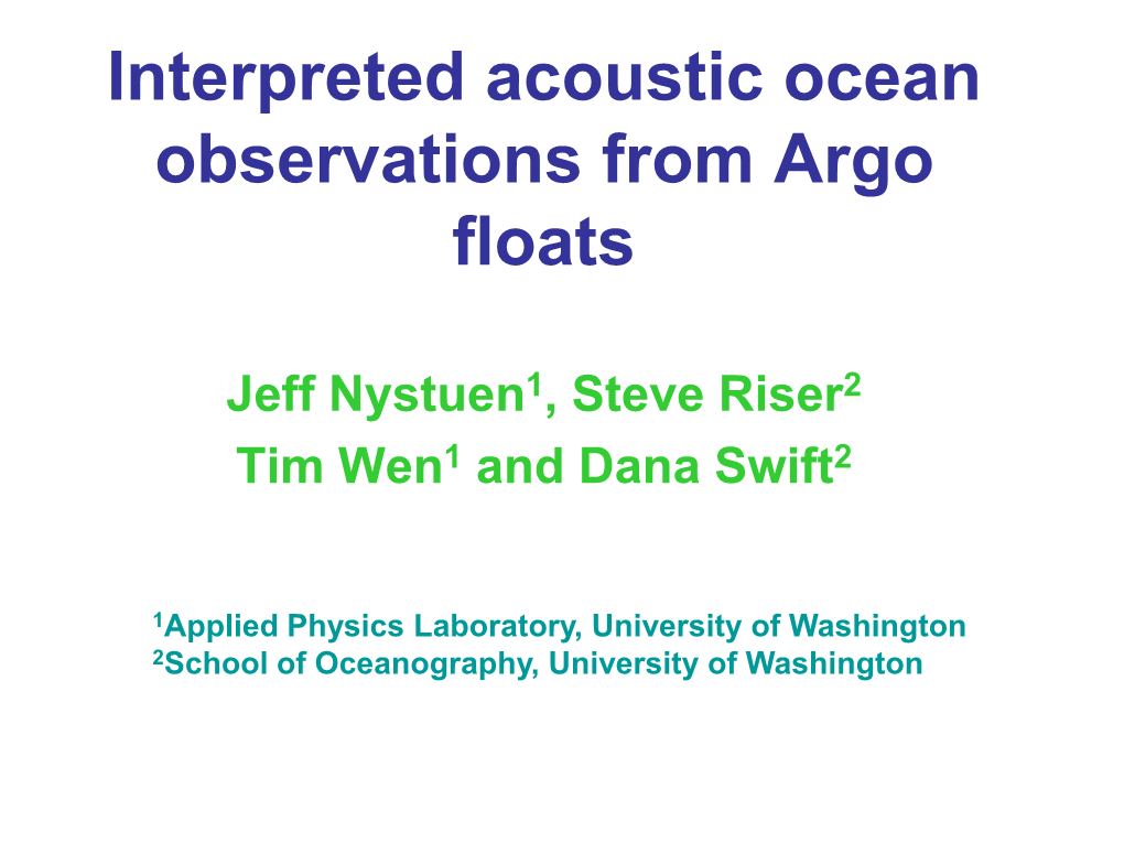 Interpreted Acoustic Ocean Observations from Argo Floats