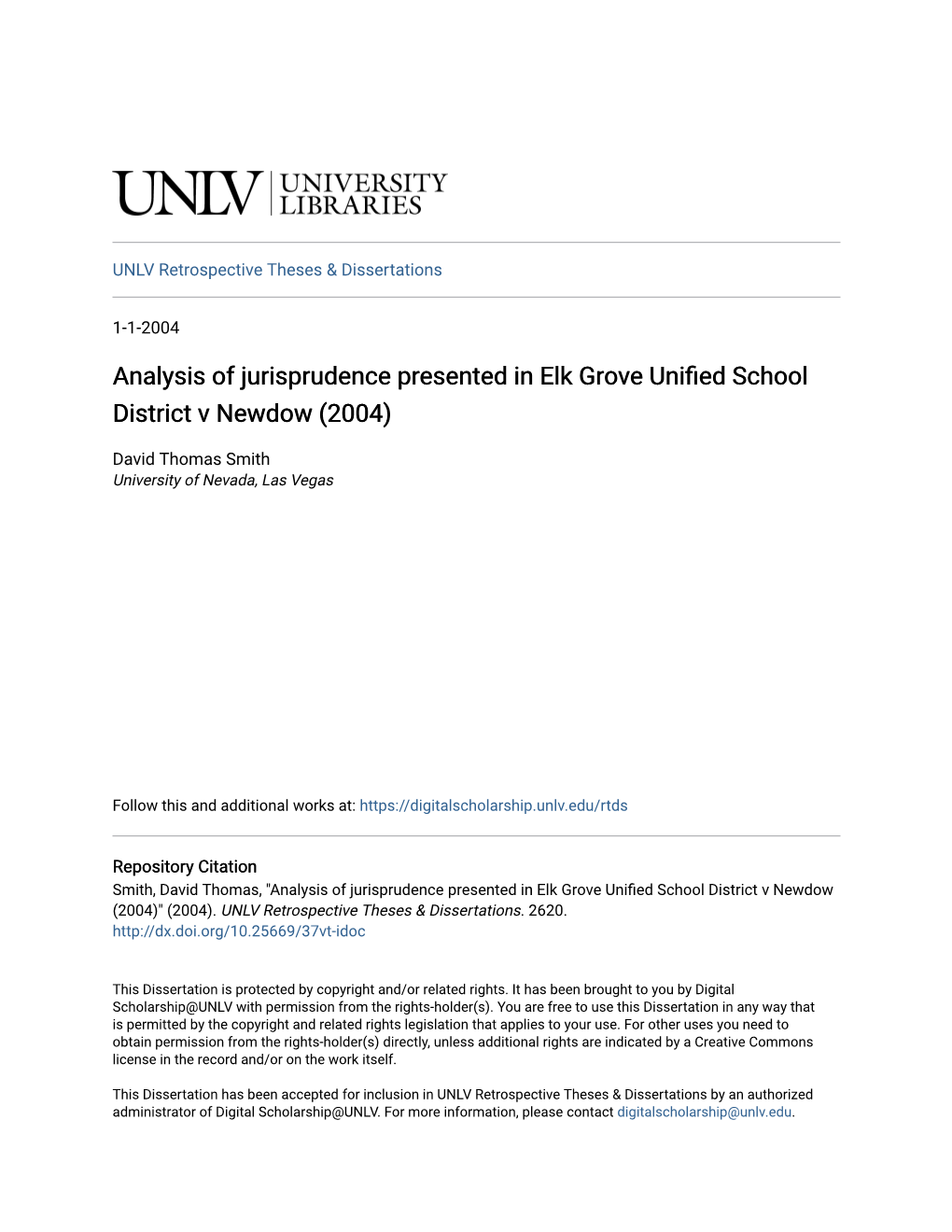 Analysis of Jurisprudence Presented in Elk Grove Unified School District V Newdow (2004)