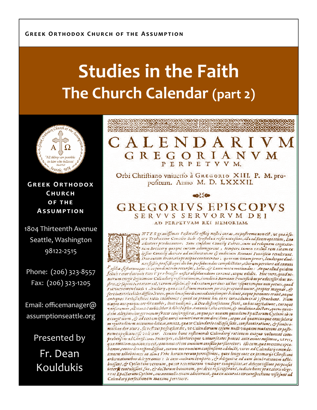 Studies in the Faith the Church Calendar (Part 2)