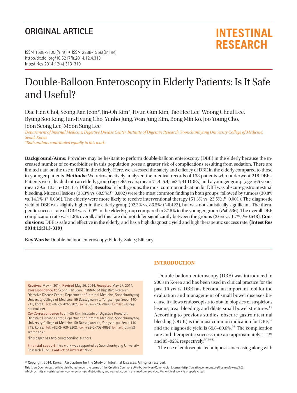 Double-Balloon Enteroscopy in Elderly Patients: Is It Safe and Useful?