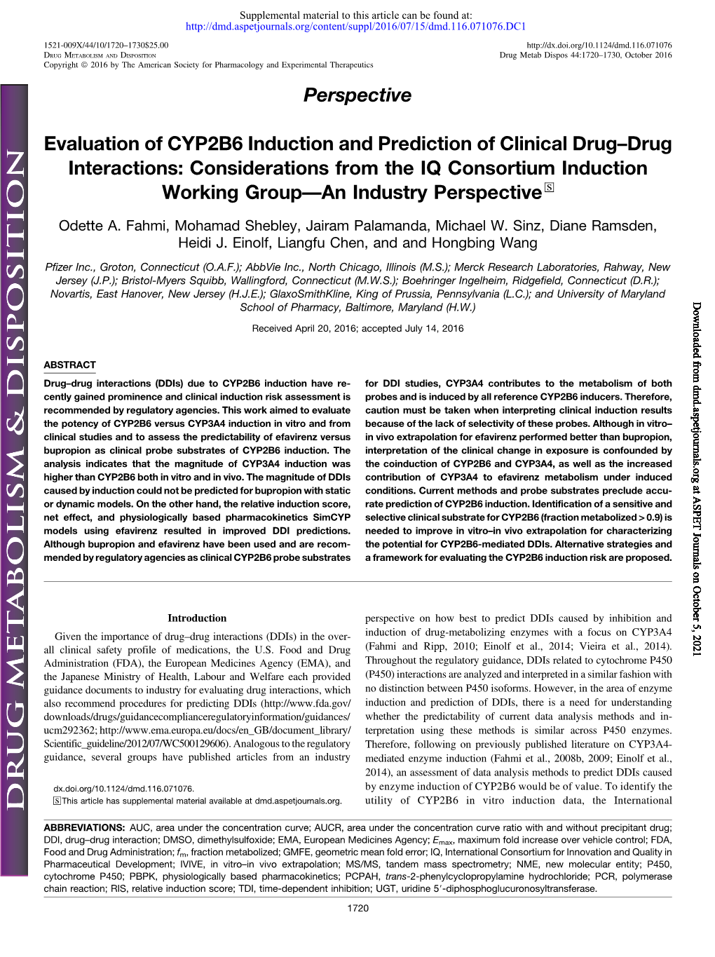 Evaluation of CYP2B6 Induction and Prediction of Clinical Drug–Drug Interactions