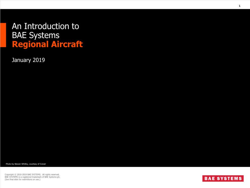 An Introduction to BAE Systems Regional Aircraft