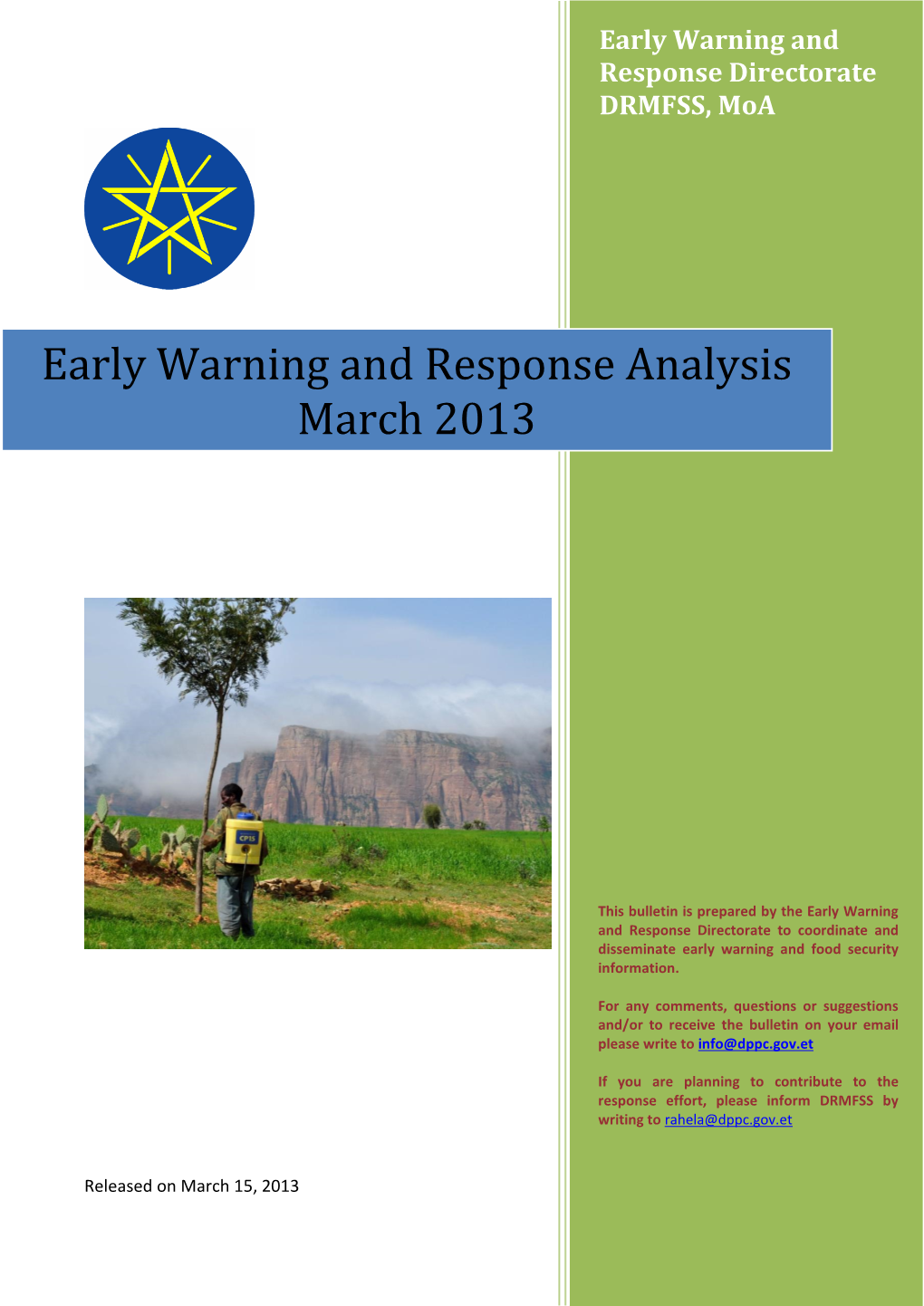 Early Warning and Response Analysis March 2013