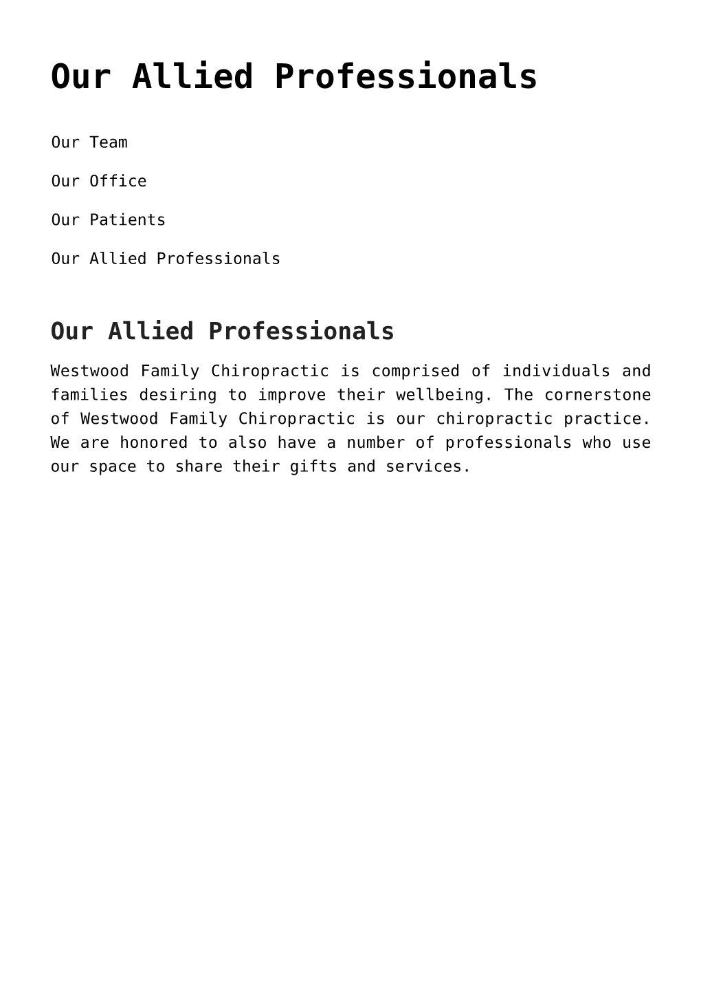 Our Allied Professionals